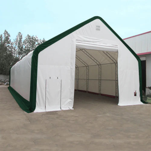 30FT DOUBLE TRUSS STORAGE BUILDING WITH FRONT&BACK WINCH DOOR