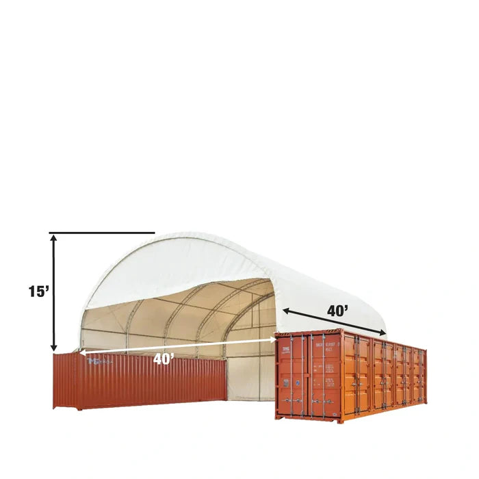 40' x 40' Dual Truss Container Shelter with Enclosed End Wall &amp; Front Drop